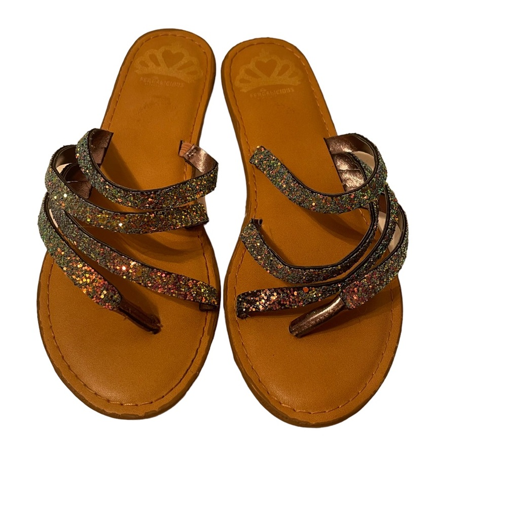 Fergalicious Rainbow Glitter Strappy Sandals Size 7